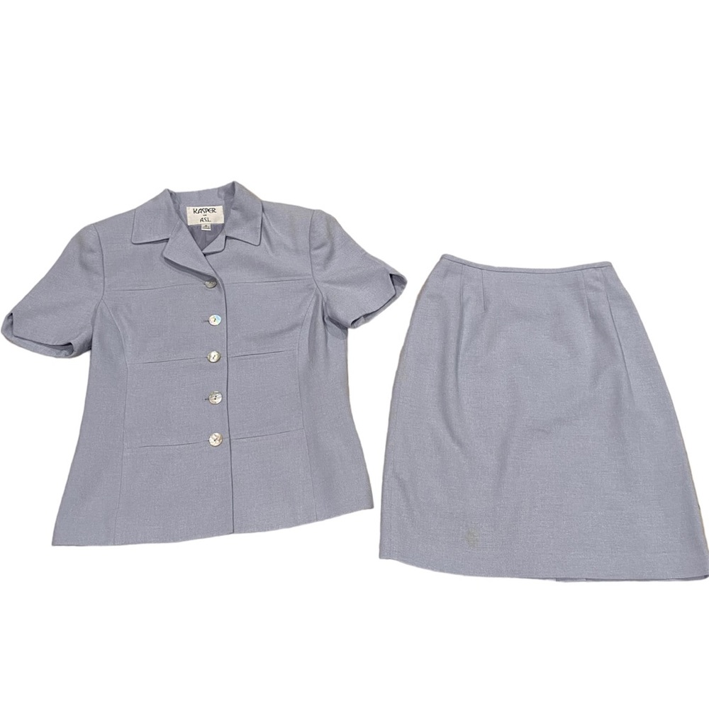 Vintage Kasper 2 piece skirt suit set ᥫ᭡.⋆｡☾𖦹 
(194)
